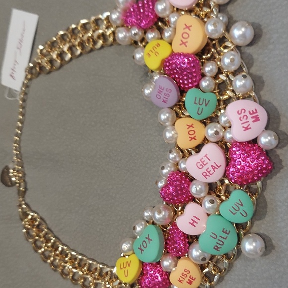 BETSEY JOHNSON THINK  PINK SWEETHEART CANDY STATEMENT NECKLACE - Picture 4 of 7